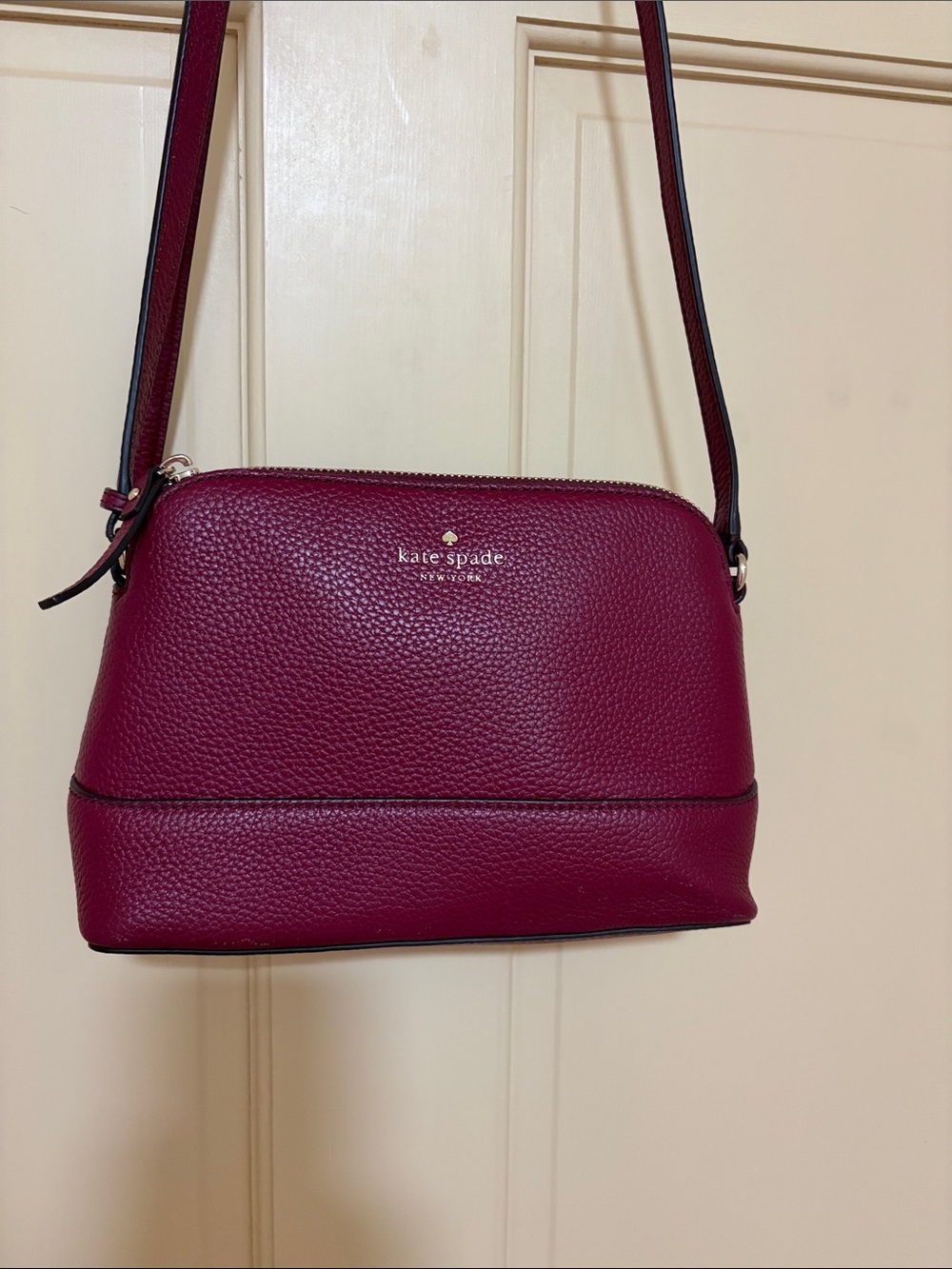 kate spade Pebbled Leather Crossbody in Deep Berry